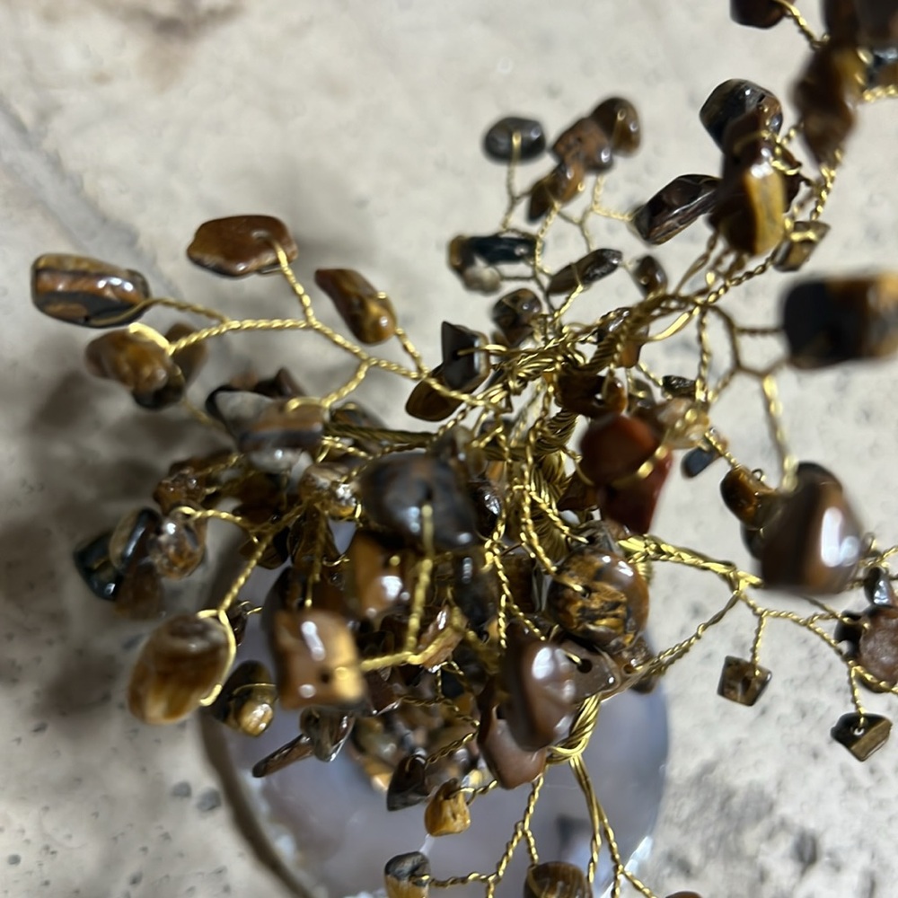 Handcrafted Tiger Eye Gemstone Mini Tree Sculpture - Picture 4 of 7